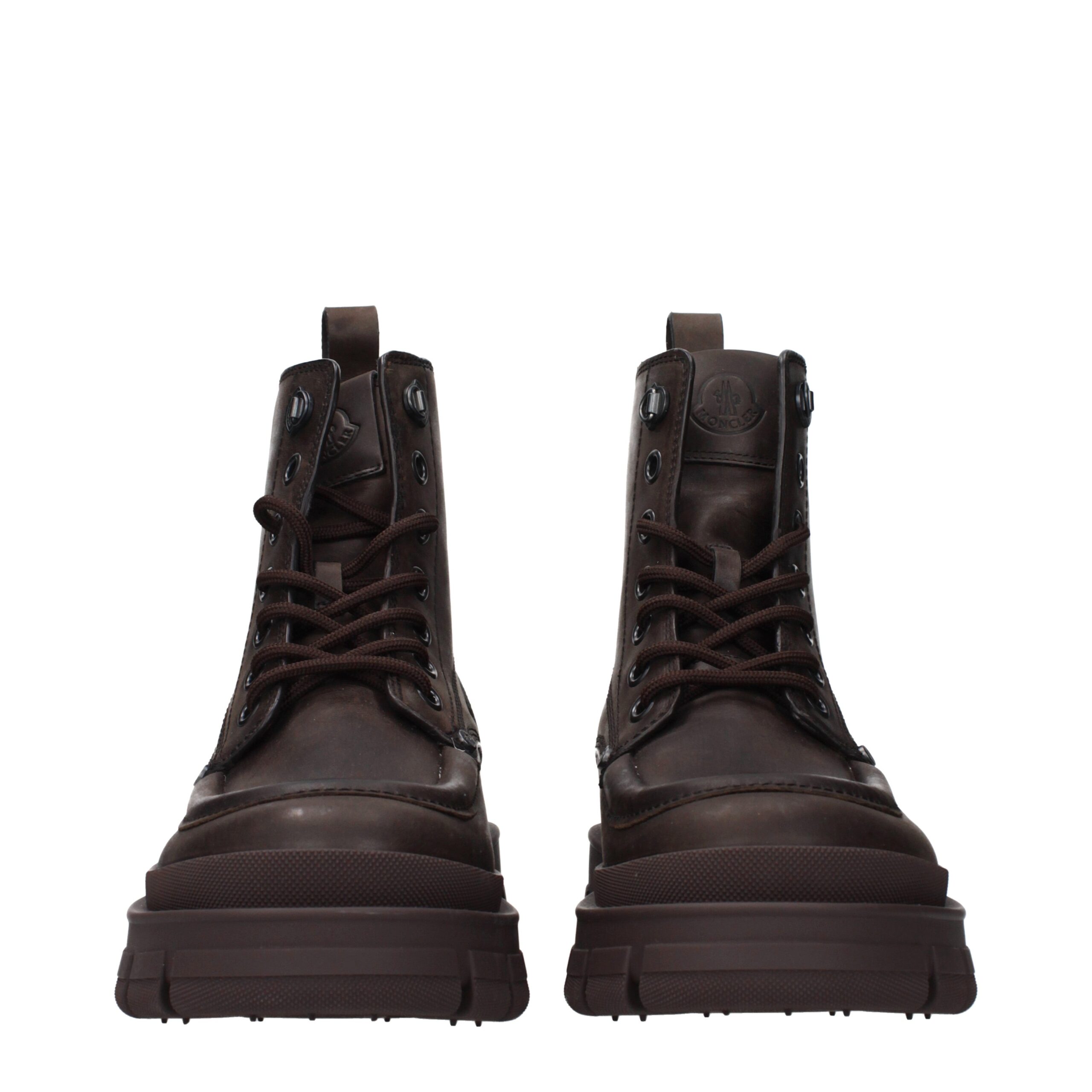 Moncler Brown Leather Ankle Boots - Image 3
