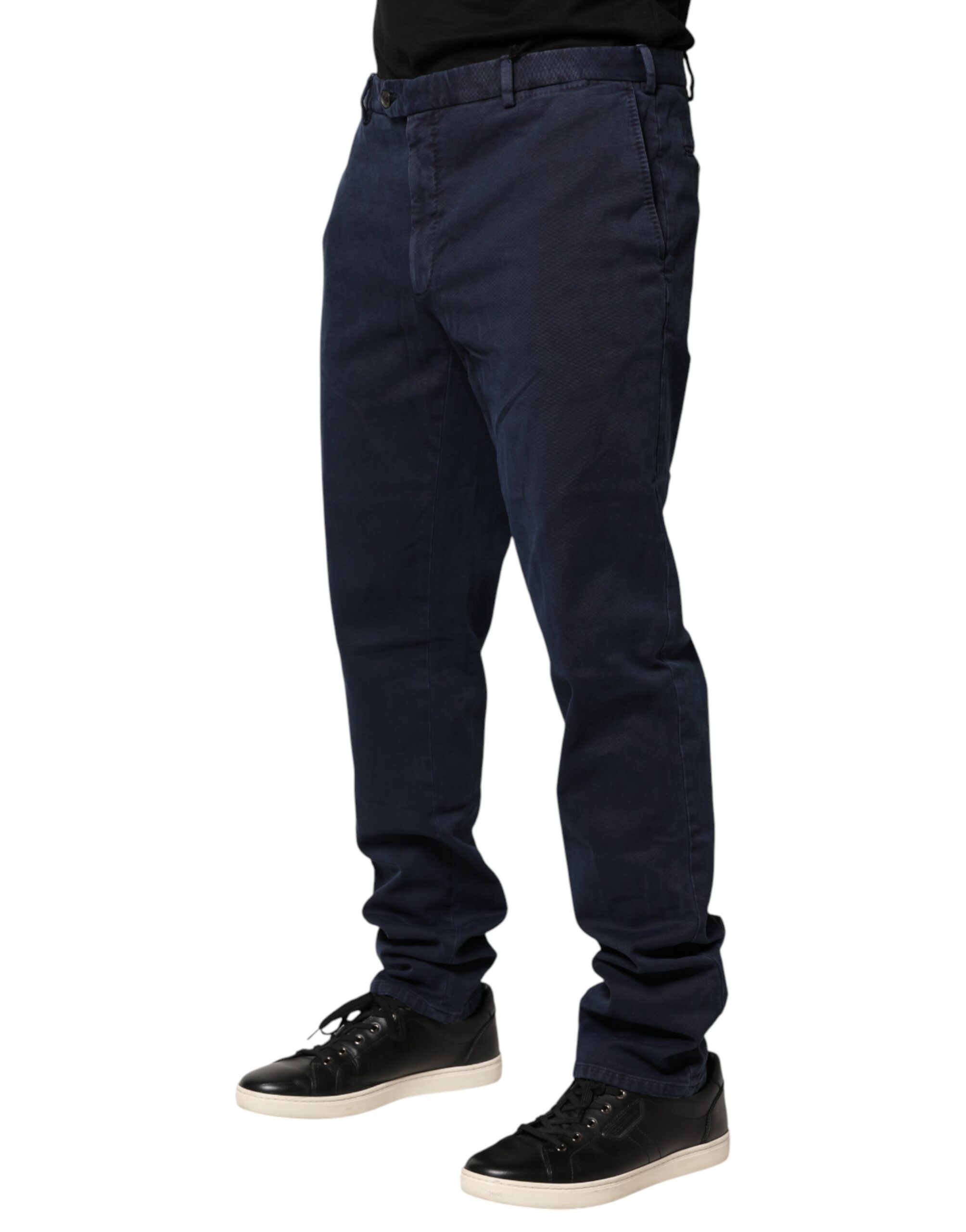 Santaniello Dark Blue Mid Waist Skinny Chino Trouser Pants - Image 3