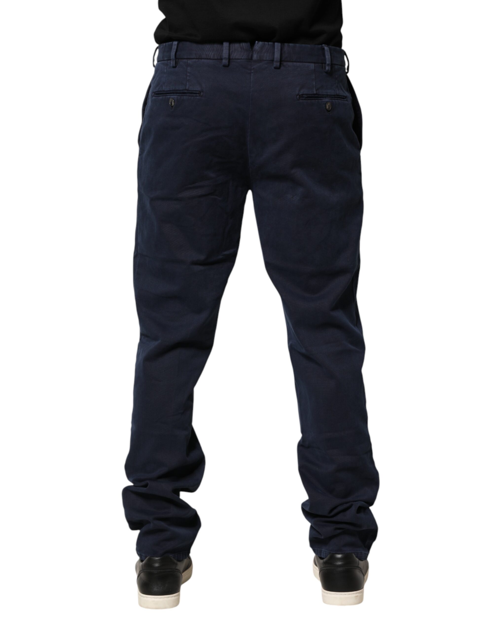 Santaniello Dark Blue Mid Waist Skinny Chino Trouser Pants - Image 4