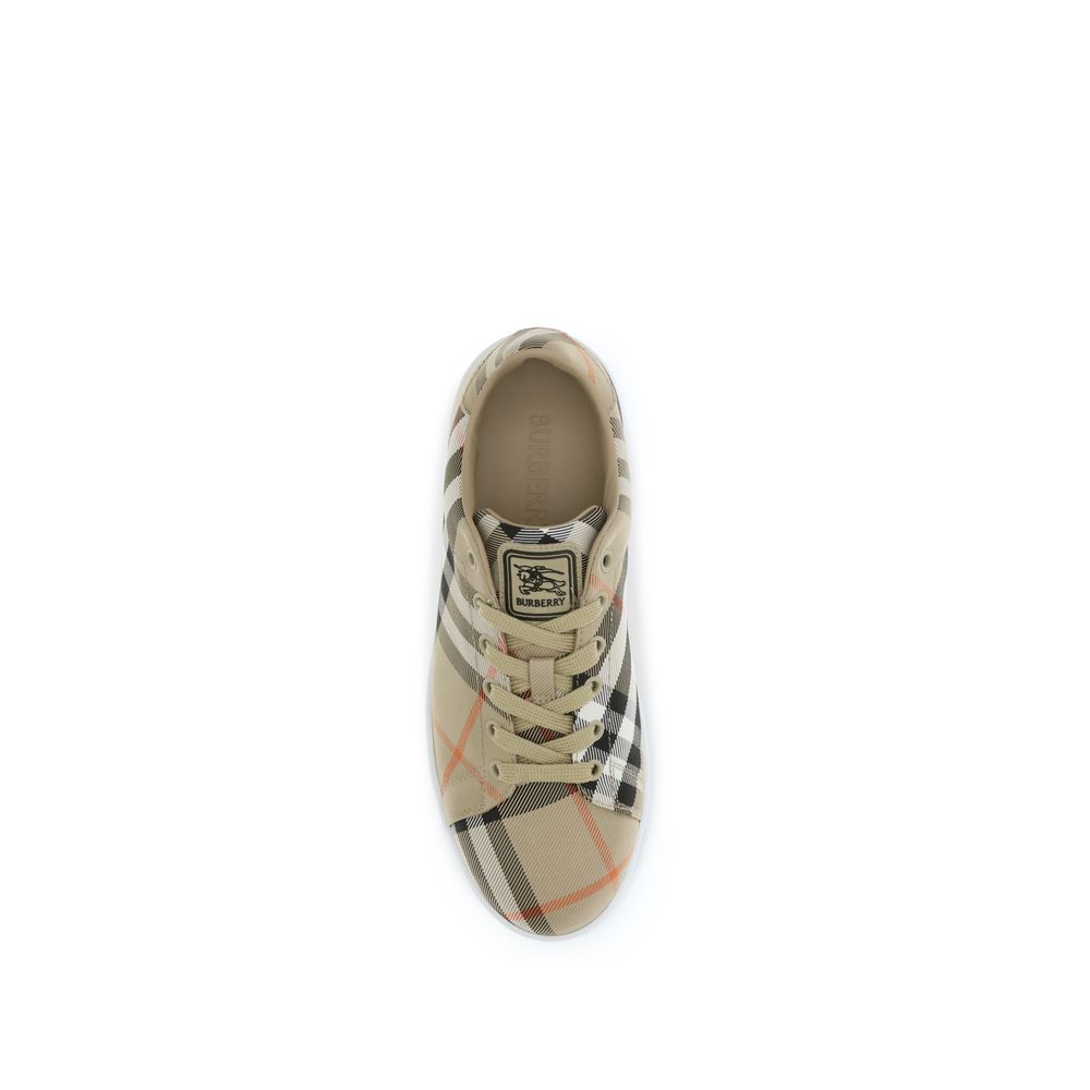 Burberry Beige Nylon Low Top Sneakers - Image 4