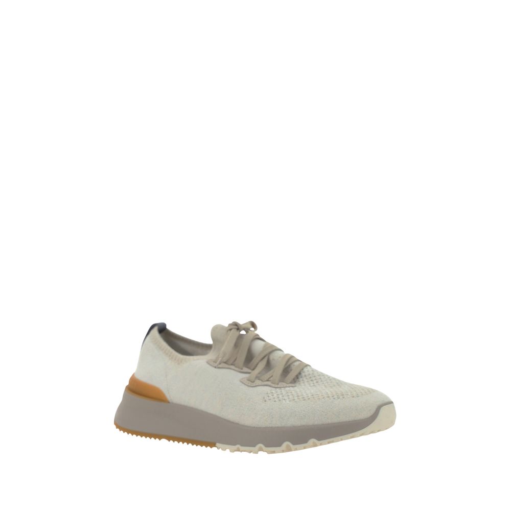 Brunello Cucinelli White Cotton Athletic Sneakers - Image 2