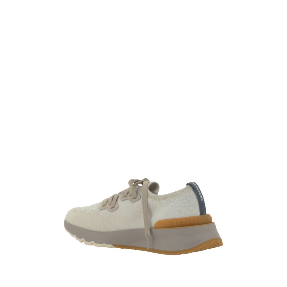 Brunello Cucinelli White Cotton Athletic Sneakers - Image 3