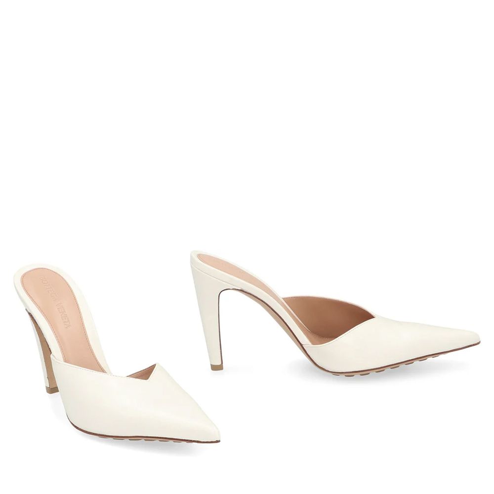 Bottega Veneta White Leather Mules - Image 2
