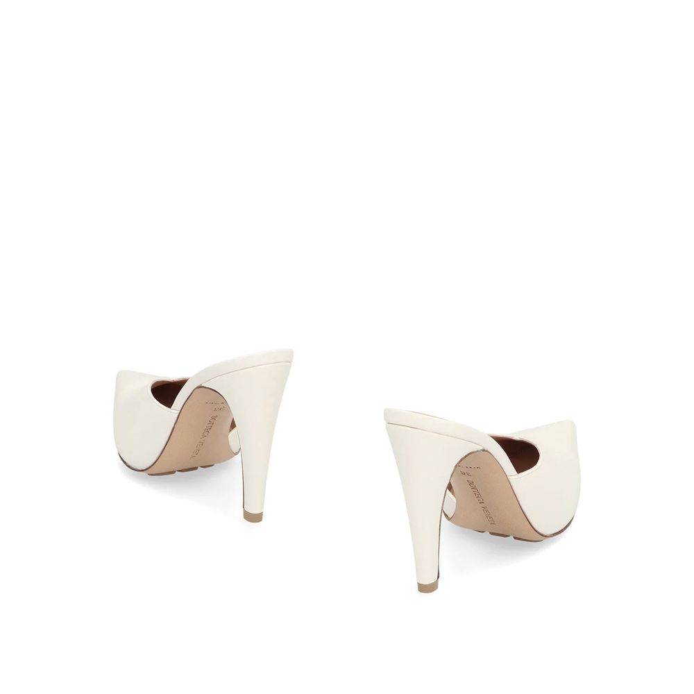 Bottega Veneta White Leather Mules - Image 3