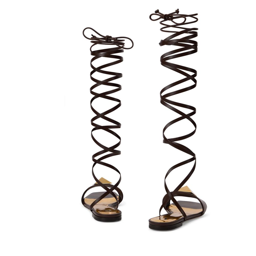 Valentino Garavani Brown Leather Sandals - Image 3