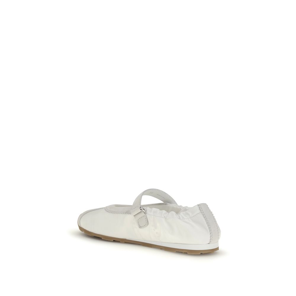 Miu Miu White Fabric Ballet Flats - Image 3