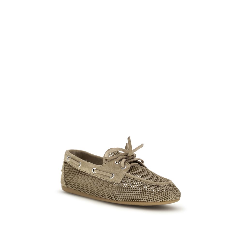 Miu Miu Beige Calf Leather Bos Taurus Slip-On Loafers - Image 2