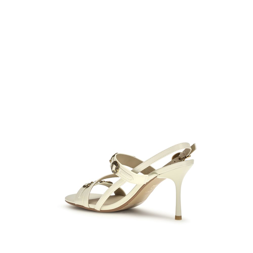 PINKO Cream Calf Leather Bos Taurus Stiletto Heel Sandals - Image 3