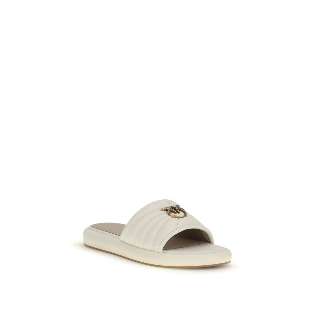 PINKO Cream Calf Leather Bos Taurus Flat Sandals - Image 2