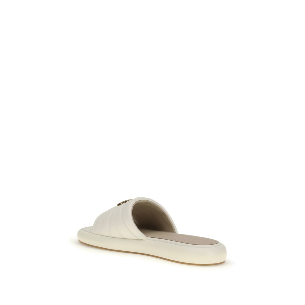 PINKO Cream Calf Leather Bos Taurus Flat Sandals - Image 3