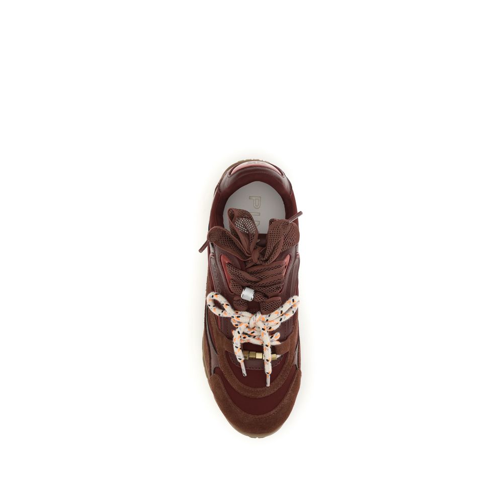 PINKO Bordeaux Calf Leather Bos Taurus Chunky Sneakers - Image 4