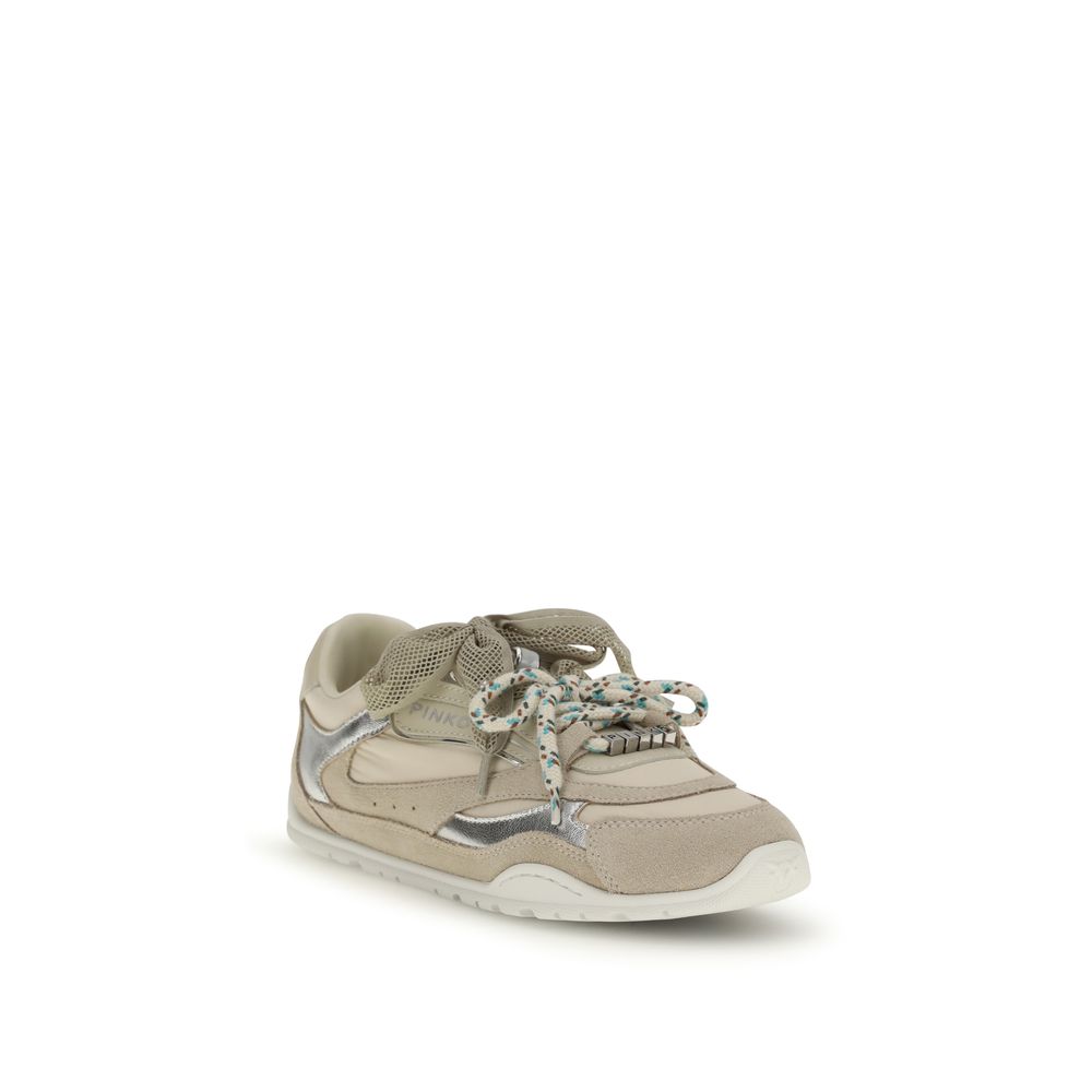 PINKO Beige Calf Leather Bos Taurus Athletic Sneakers - Image 2
