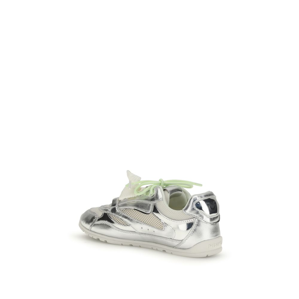 PINKO Silver Polyamide Athletic Sneakers - Image 3