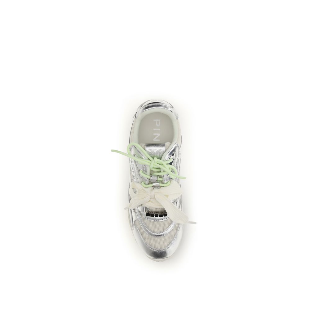 PINKO Silver Polyamide Athletic Sneakers - Image 4