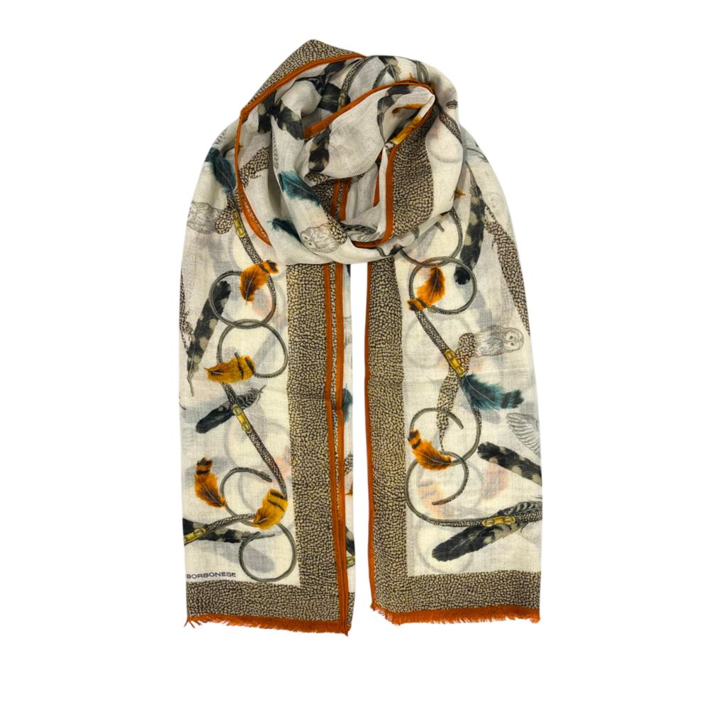 Borbonese Beige Fleece Wool Women Scarf - Image 2