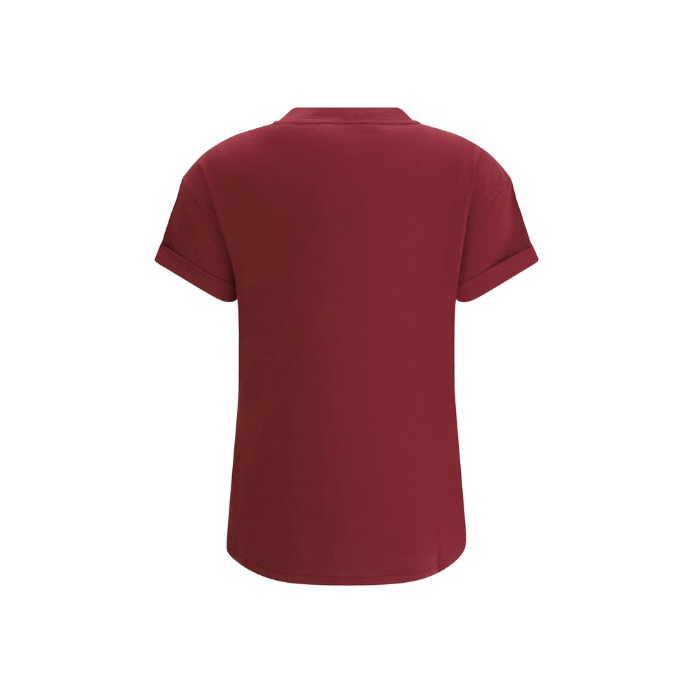 Brunello Cucinelli Bordeaux Cotton T-Shirt - Image 2