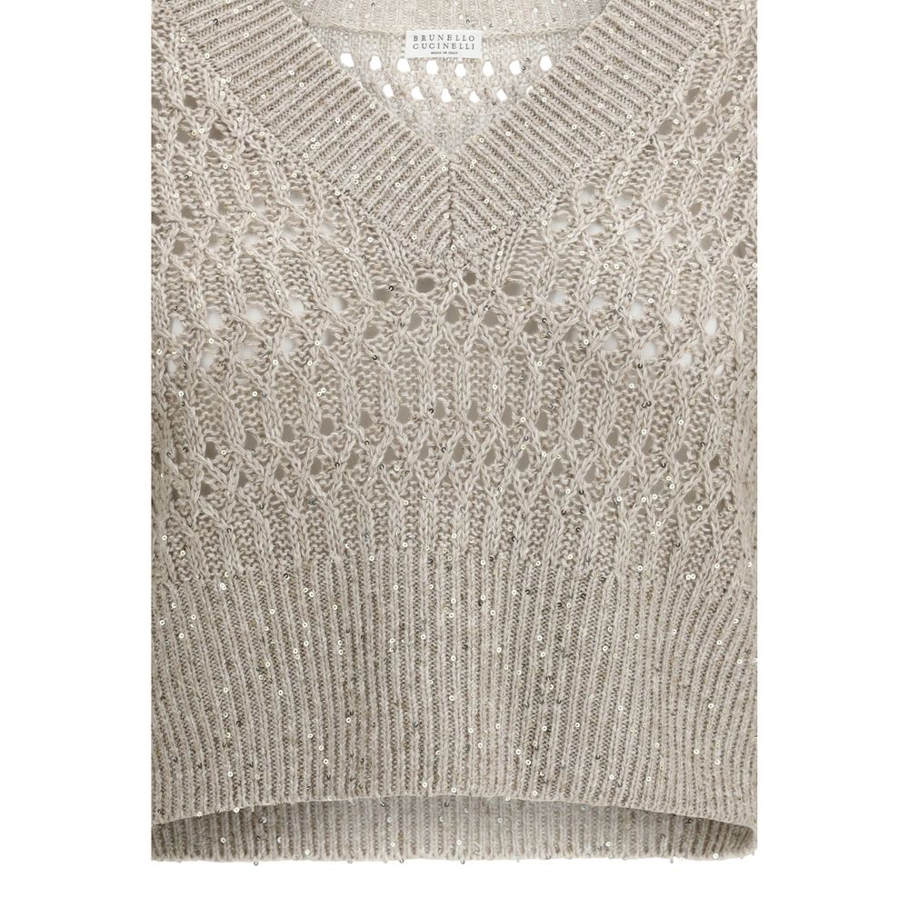 Brunello Cucinelli Beige Linen Sweatshirt - Image 3