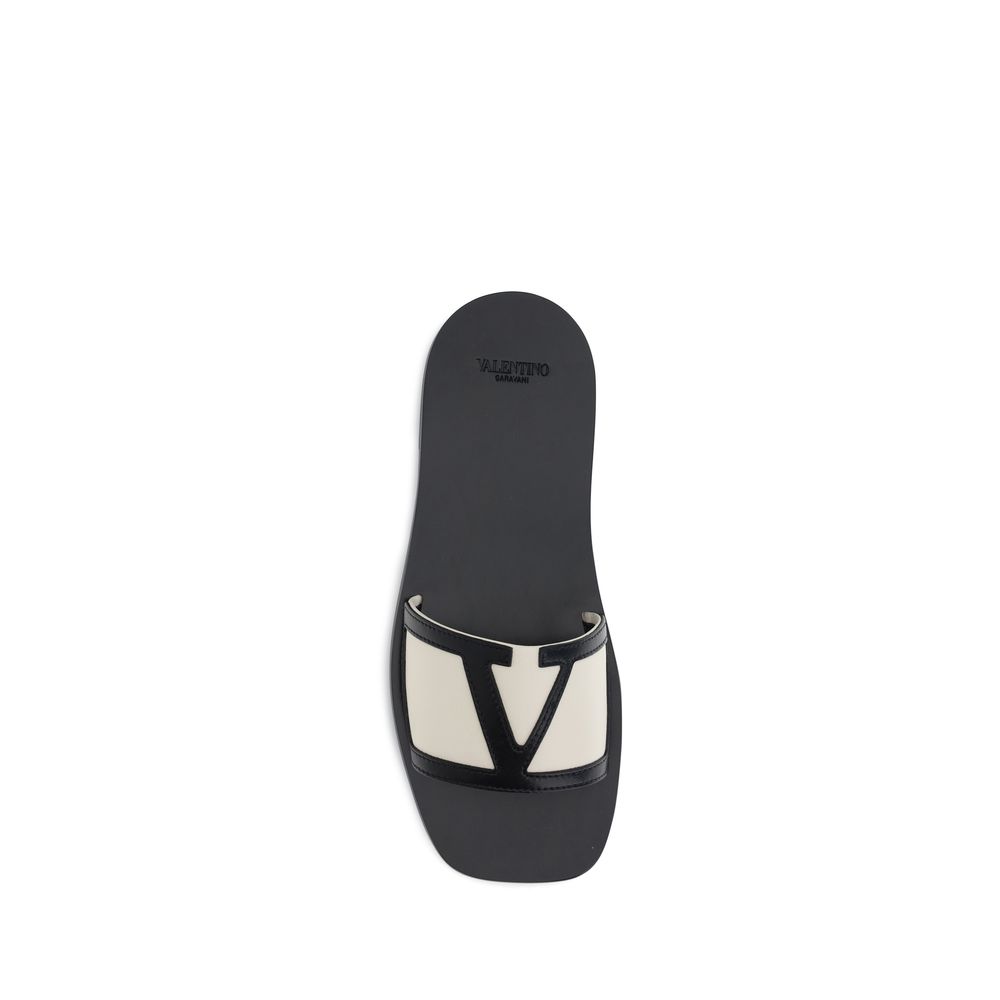 Valentino Garavani Multicolor Calf Leather Bos Taurus Flat Sandals - Image 4