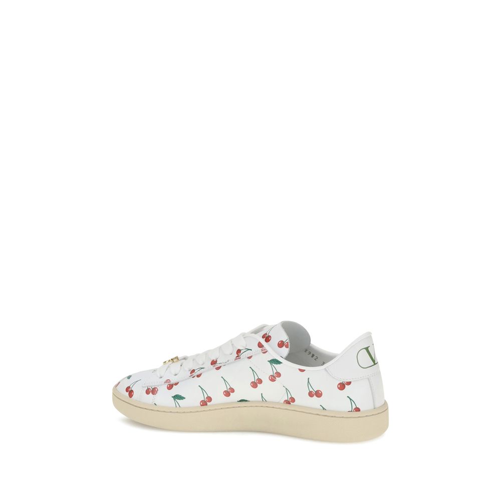 Valentino Garavani White Calf Leather Bos Taurus Low Top Sneakers - Image 3