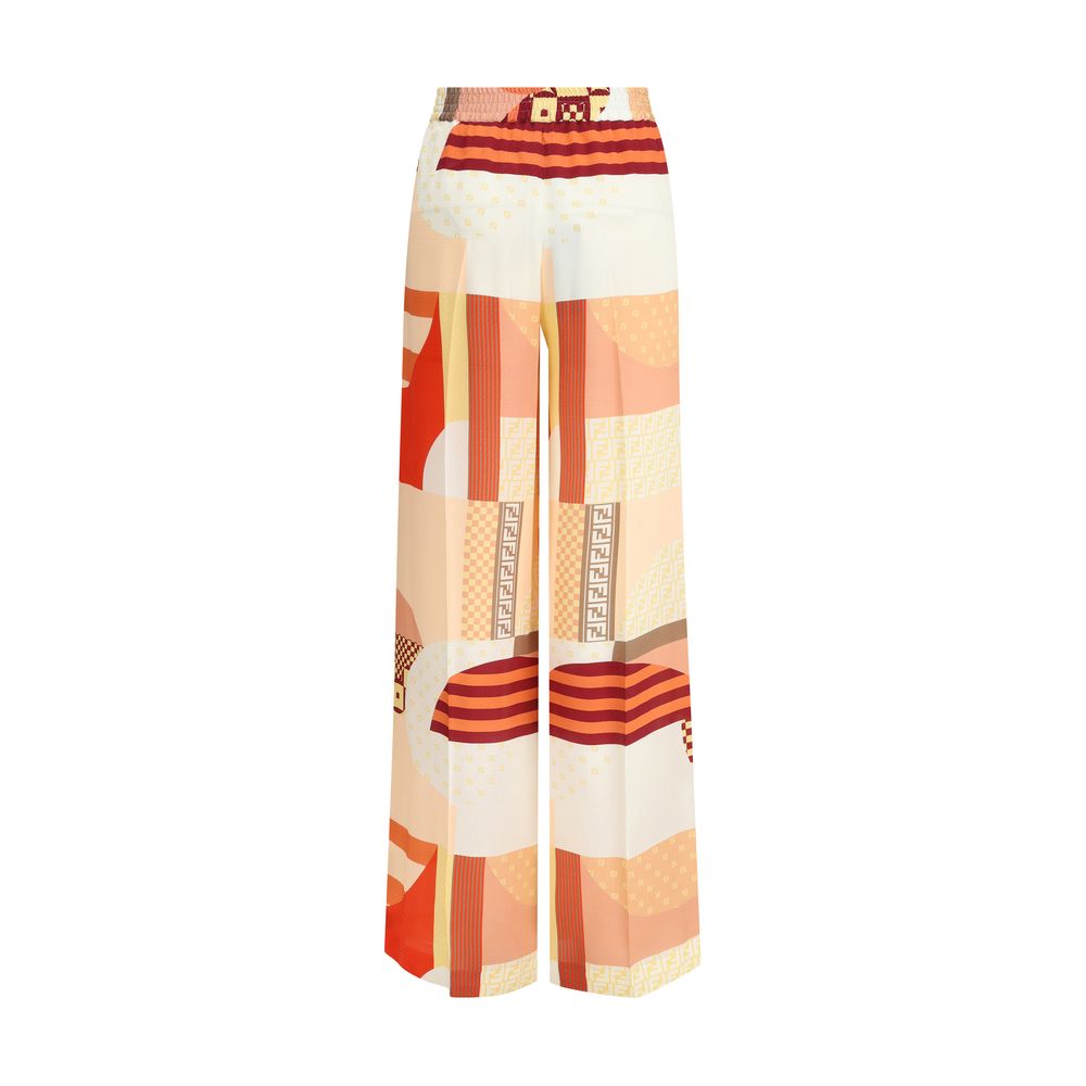 Fendi Multicolor Silk Casual Pants - Image 2