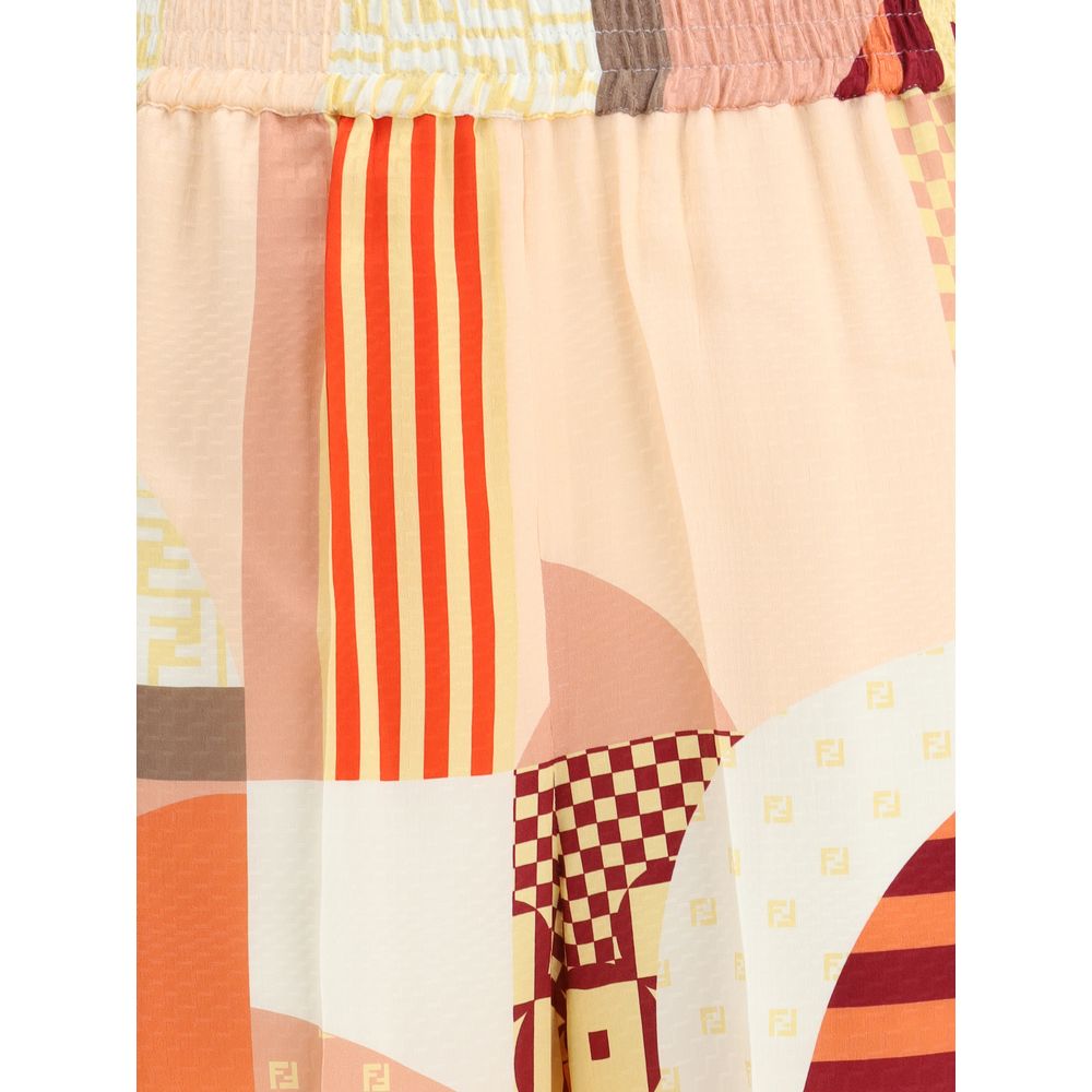 Fendi Multicolor Silk Casual Pants - Image 3
