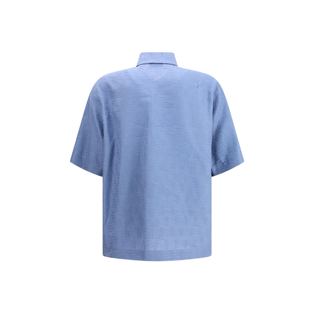 Fendi Light Blue Linen Shortsleeve Shirt - Image 2