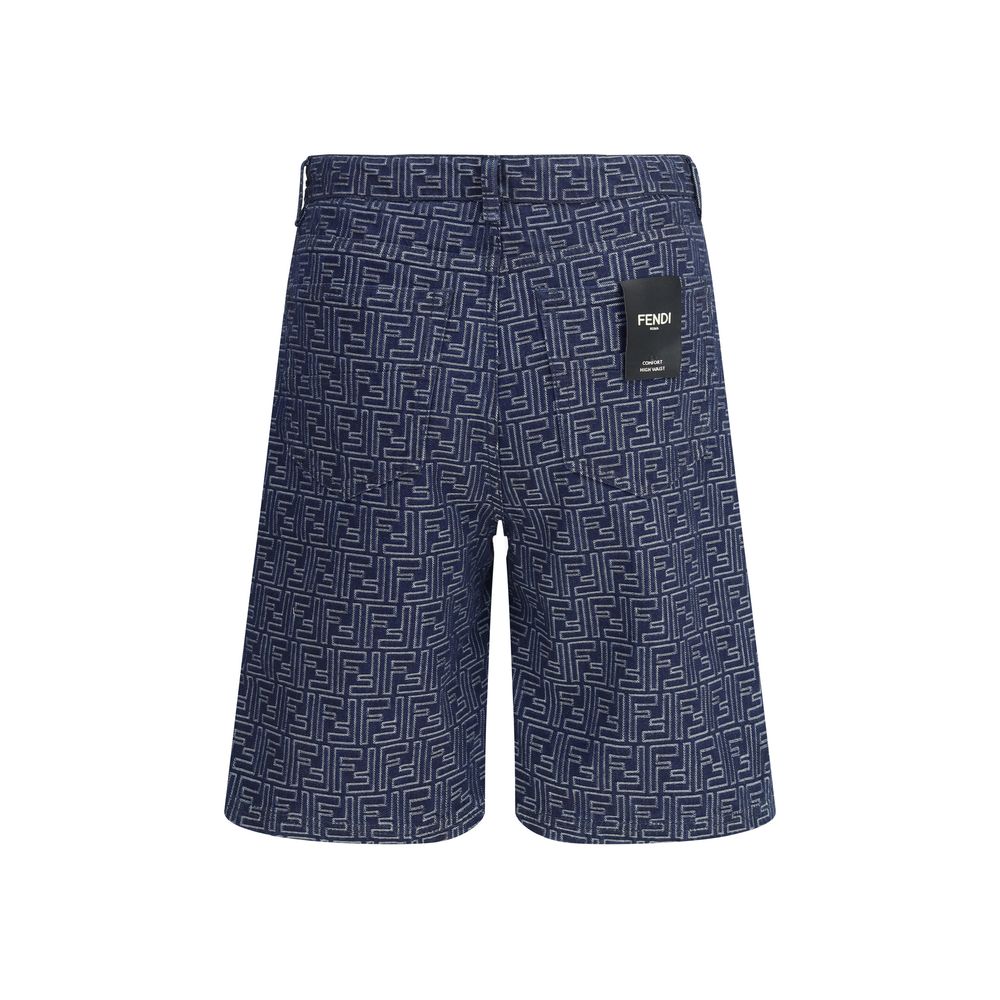 Fendi Blue Cotton Bermuda Shorts - Image 2