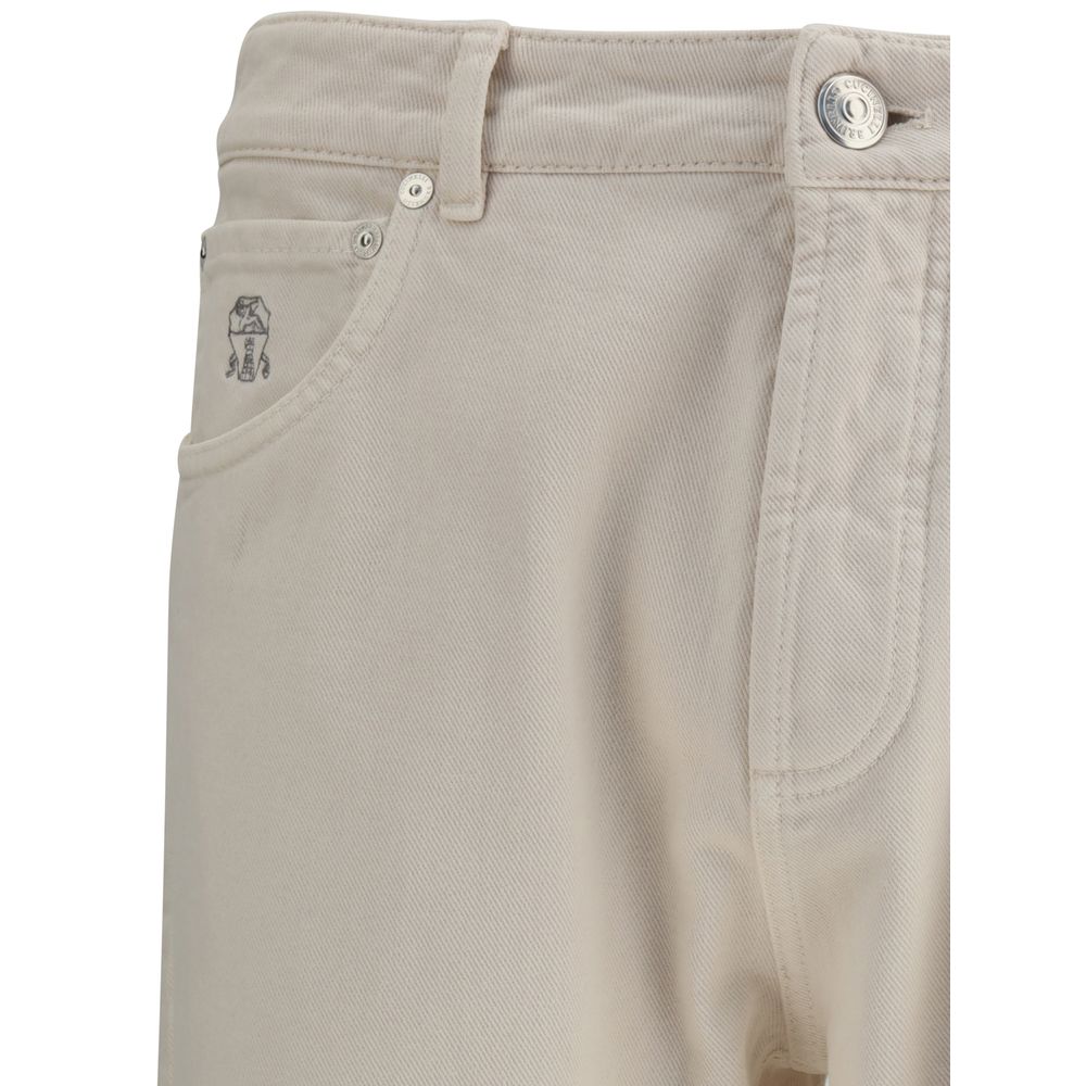 Brunello Cucinelli Cream Cotton Jeans Denim - Image 3