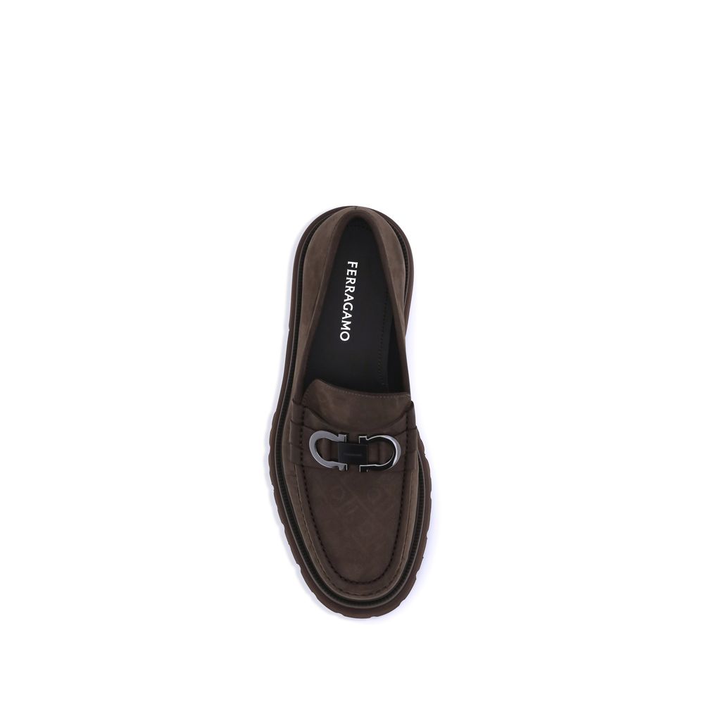 Ferragamo Brown Calf Leather Bos Taurus Slip-On Loafers - Image 4