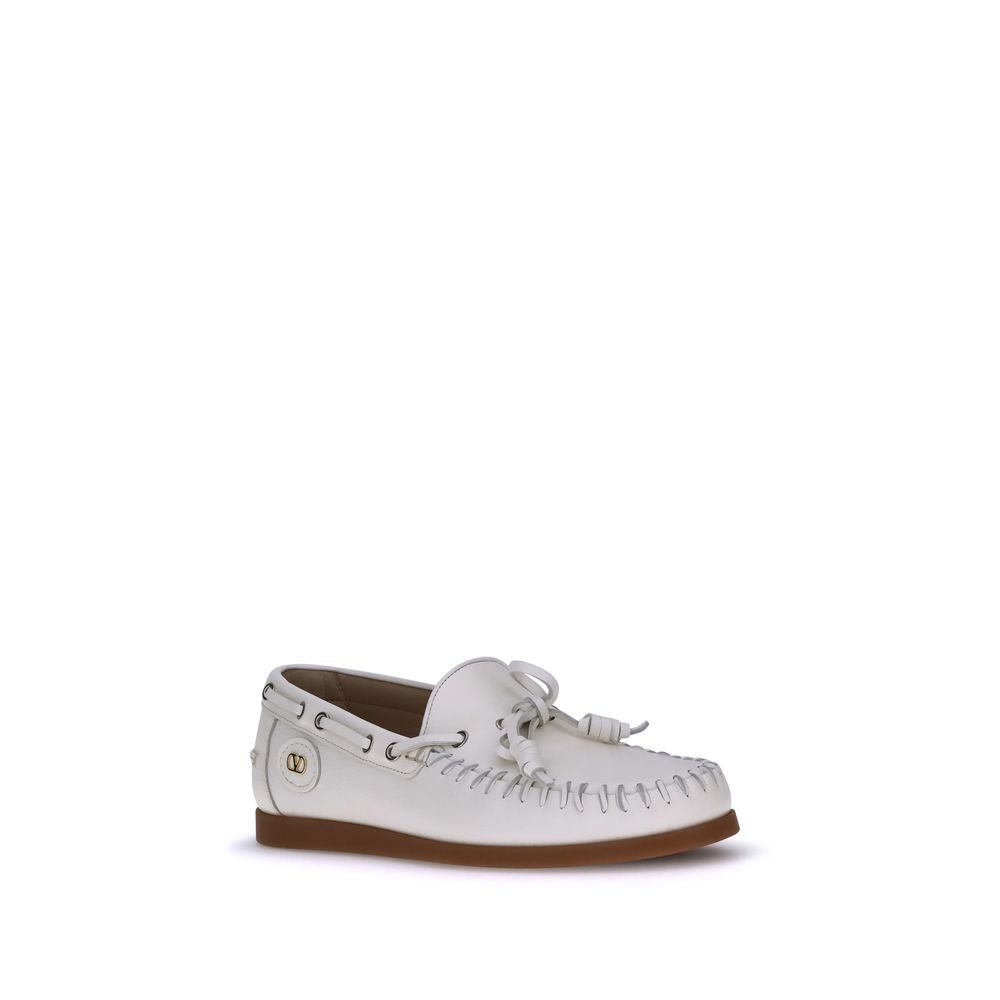 Valentino Garavani White Calf Leather Bos Taurus Slip-On Loafers - Image 2