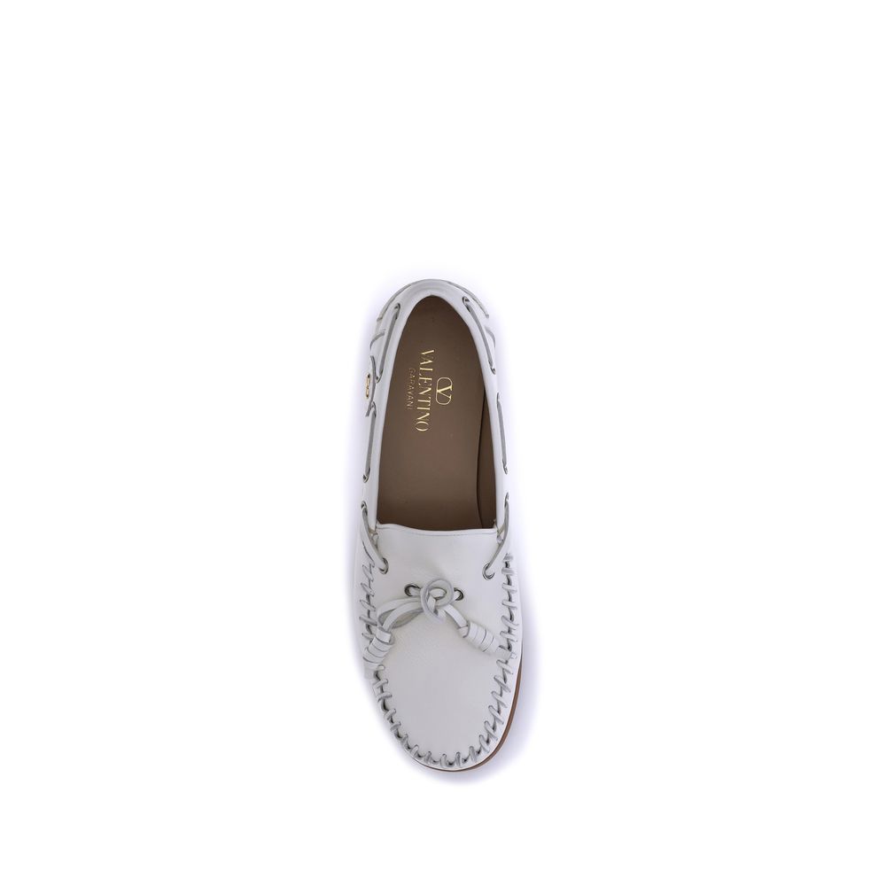 Valentino Garavani White Calf Leather Bos Taurus Slip-On Loafers - Image 4