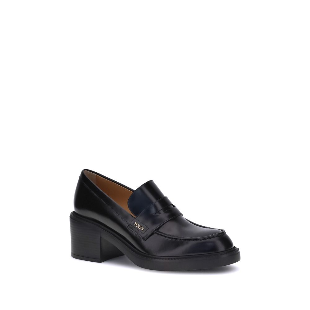 Tod's Black Calf Leather Bos Taurus Platform Loafers - Image 2