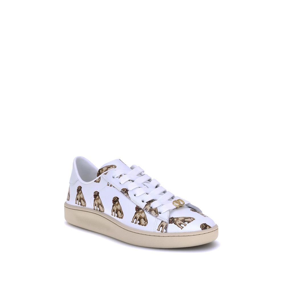 Valentino Garavani White Calf Leather Bos Taurus Low Top Sneakers - Image 2
