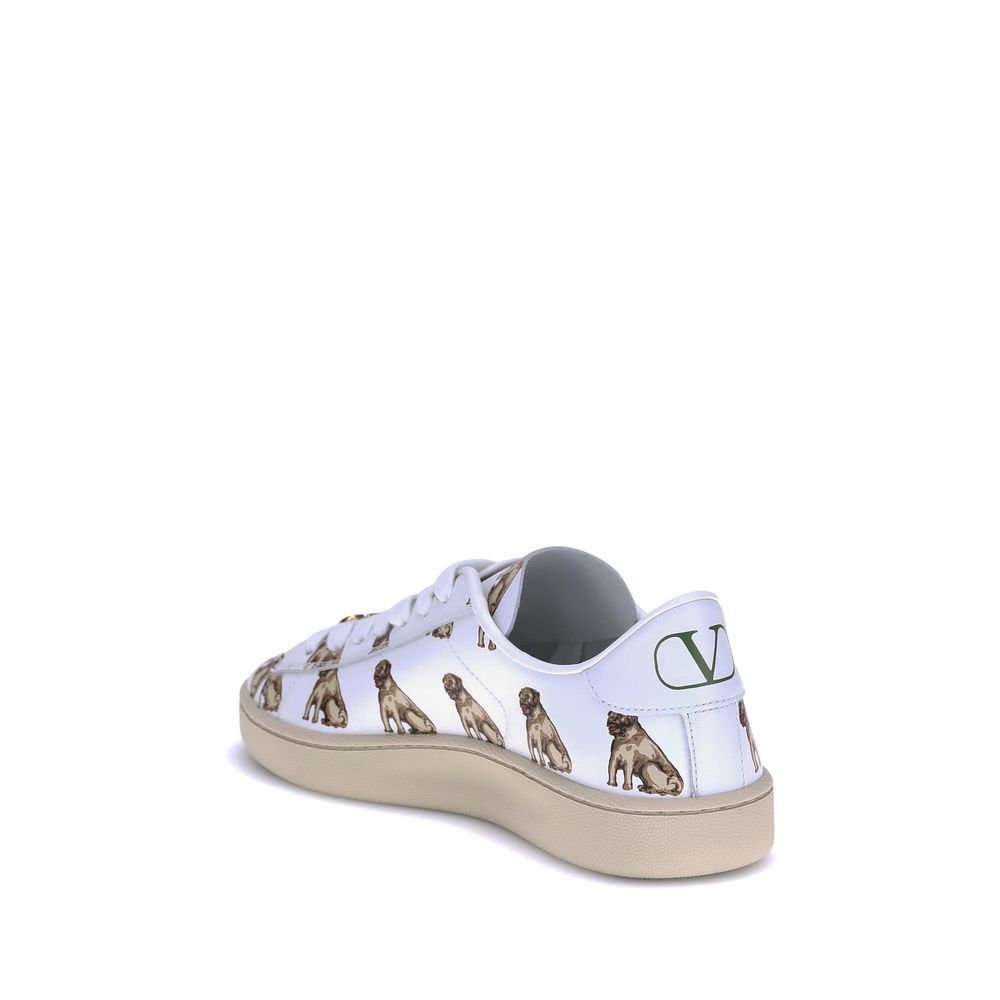 Valentino Garavani White Calf Leather Bos Taurus Low Top Sneakers - Image 3