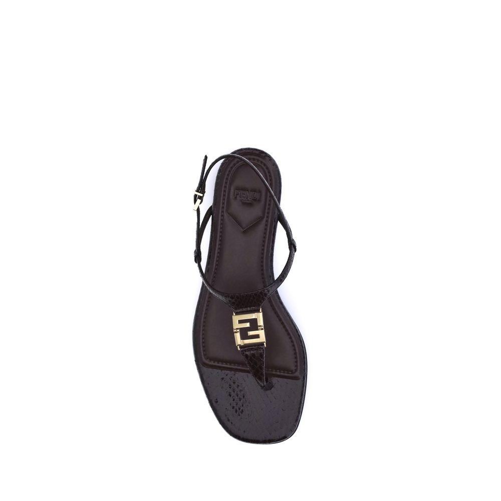 Fendi Multicolor Calf Leather Bos Taurus Flat Sandals - Image 4