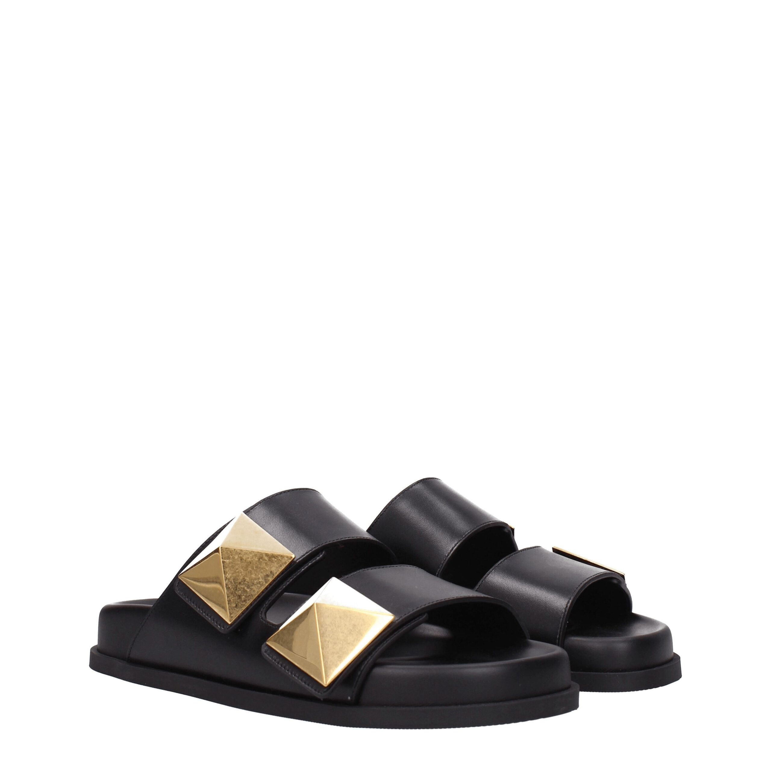 Valentino Garavani Black Leather Slippers - Image 2