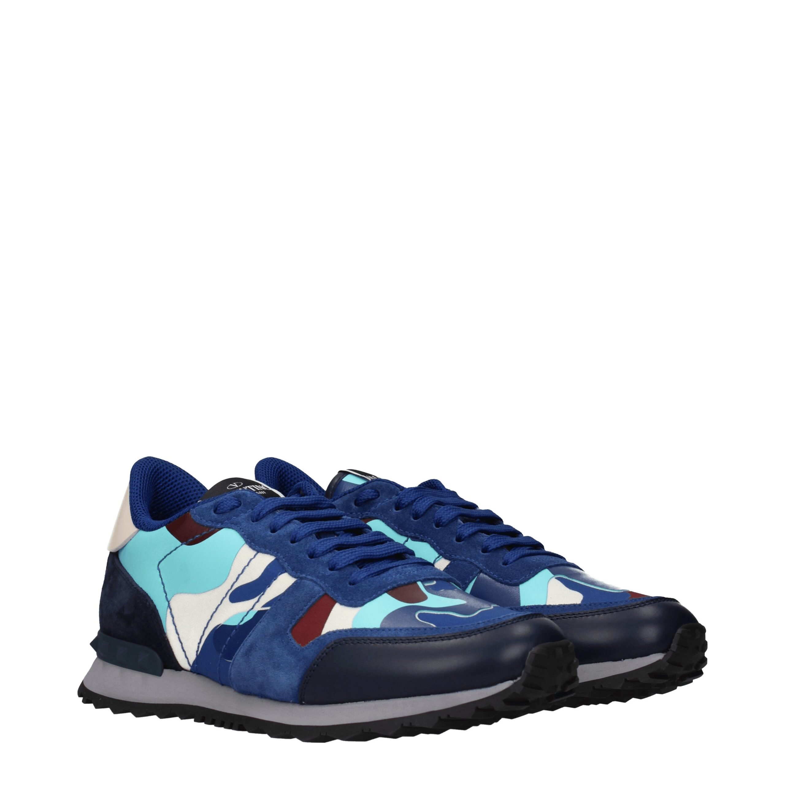 Valentino Garavani Blue Leather Athletic Sneakers - Image 2