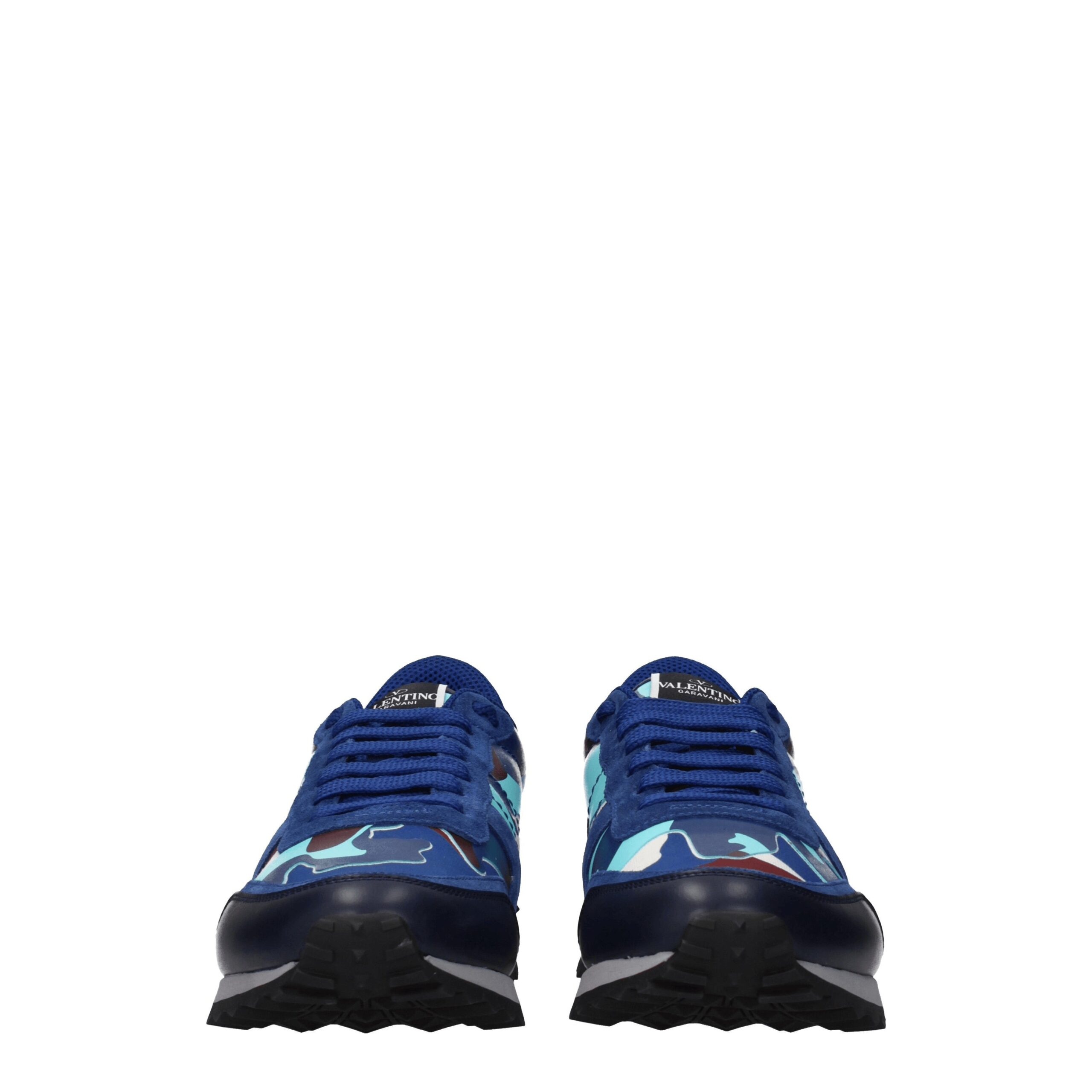 Valentino Garavani Blue Leather Athletic Sneakers - Image 3