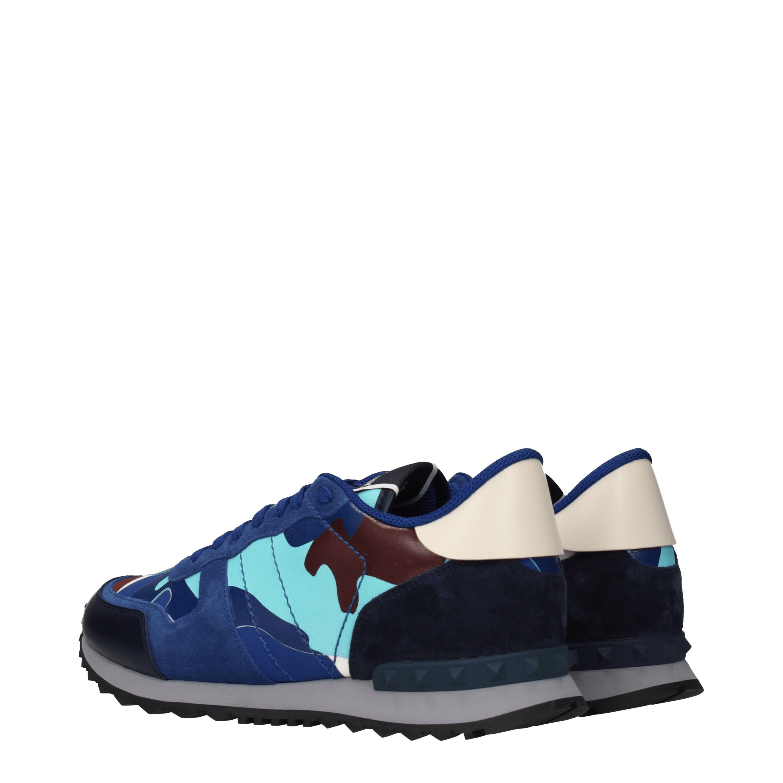 Valentino Garavani Blue Leather Athletic Sneakers - Image 4