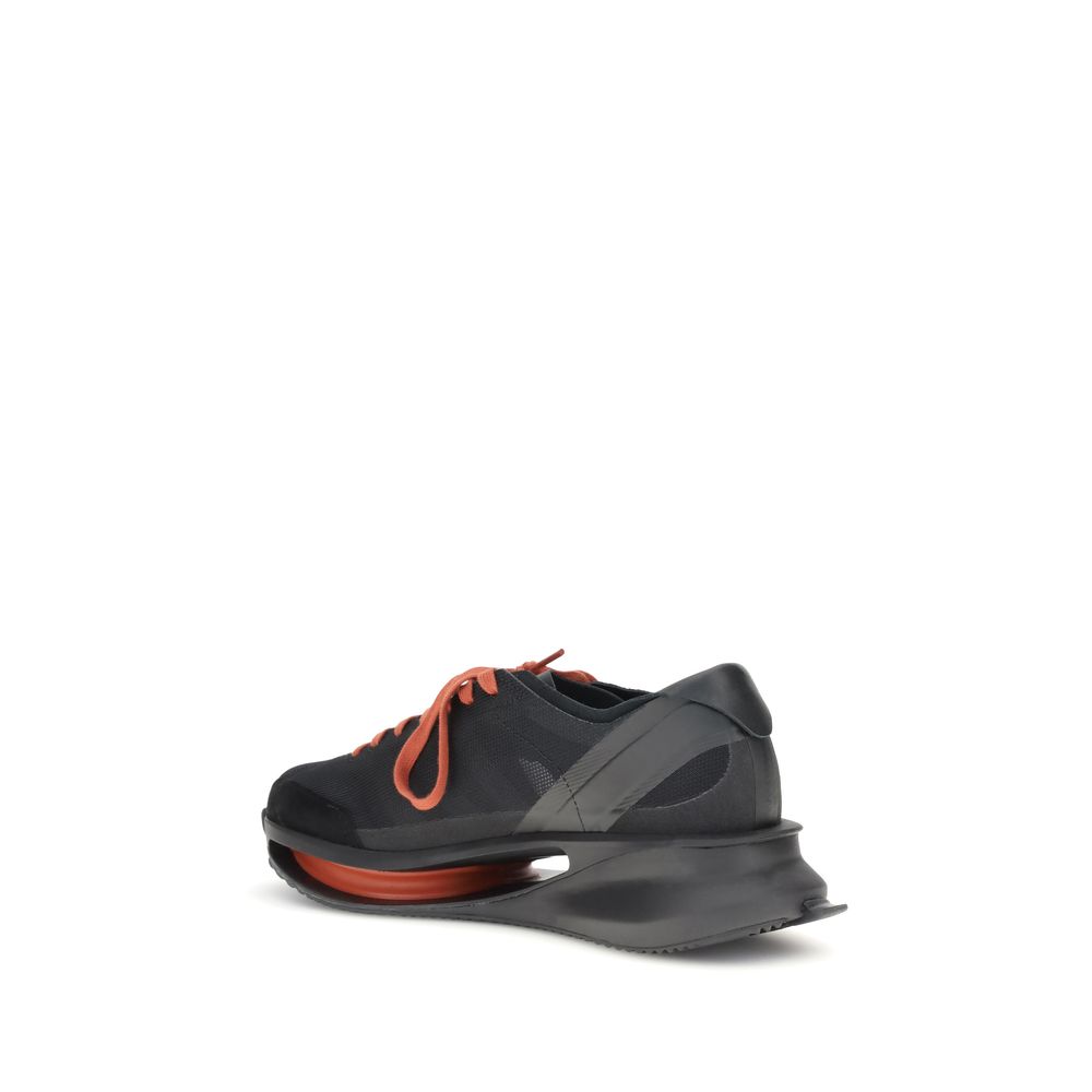 Y-3 Black Leather Athletic Sneakers - Image 3