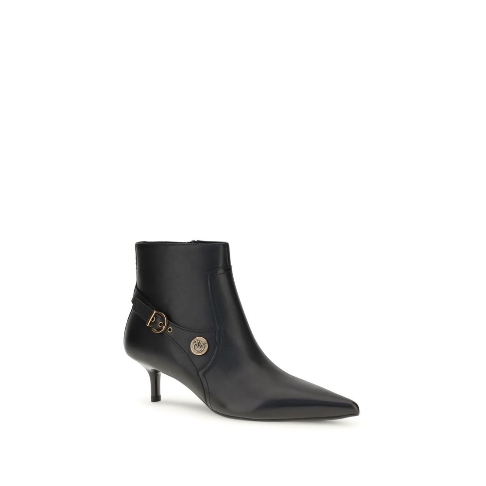 PINKO Black Calf Leather Bos Taurus Ankle Boots - Image 2