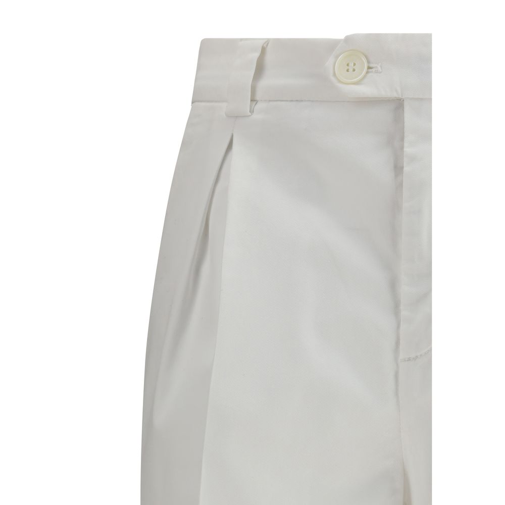 Brunello Cucinelli White Cotton Casual Pants - Image 3
