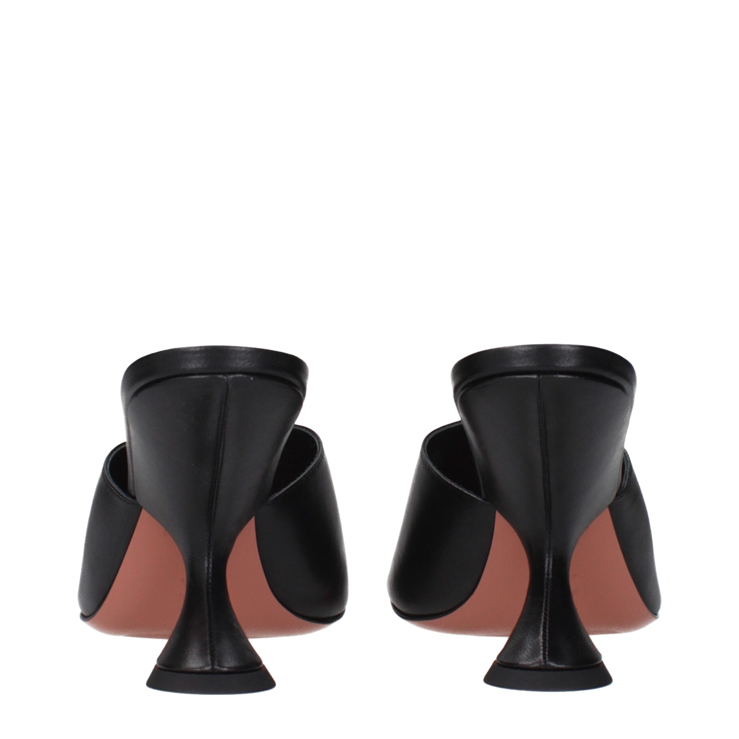 Amina Muaddi Black Leather Stiletto Heel Sandals - Image 5