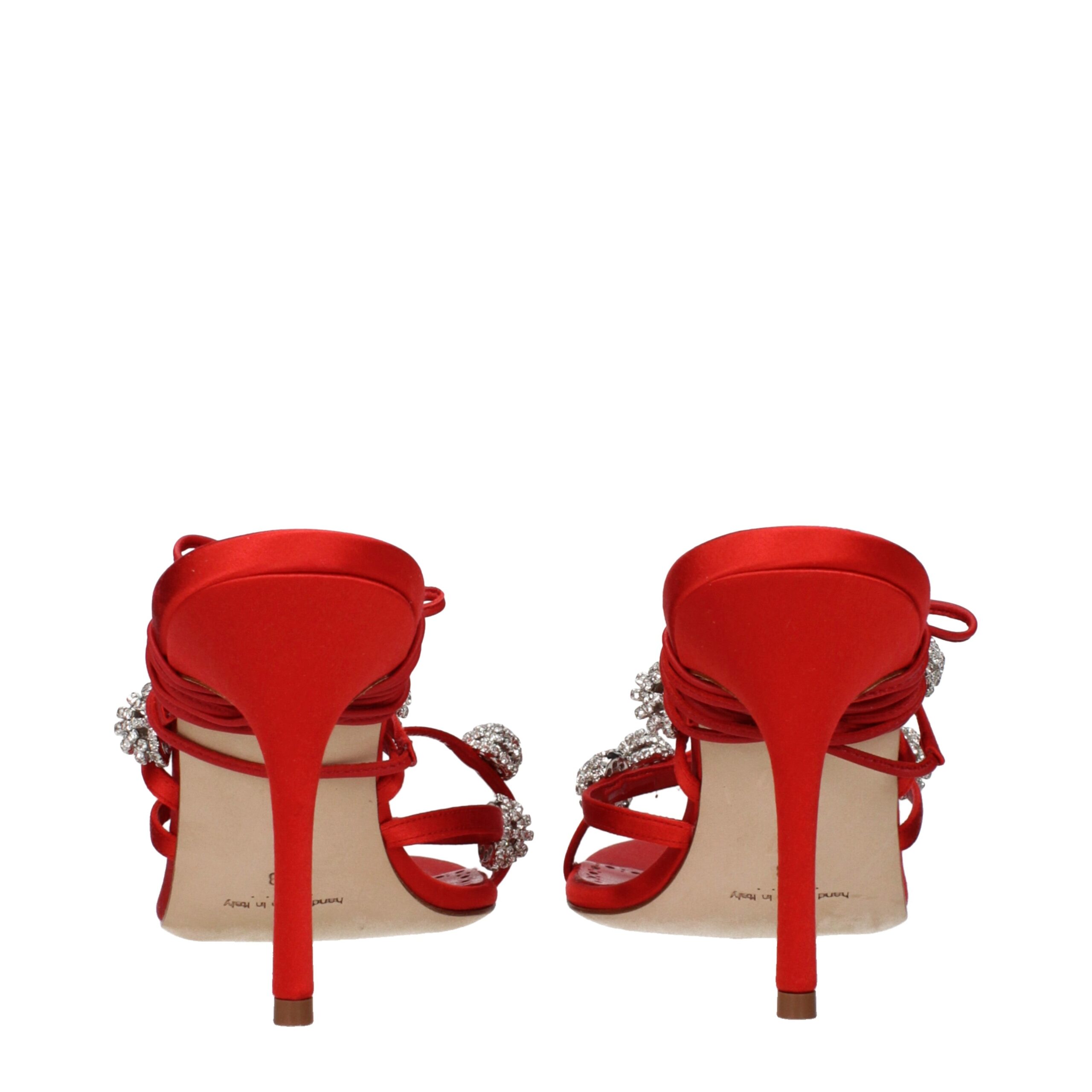 Manolo Blahnik Red Satin Stiletto Heel Sandals - Image 5