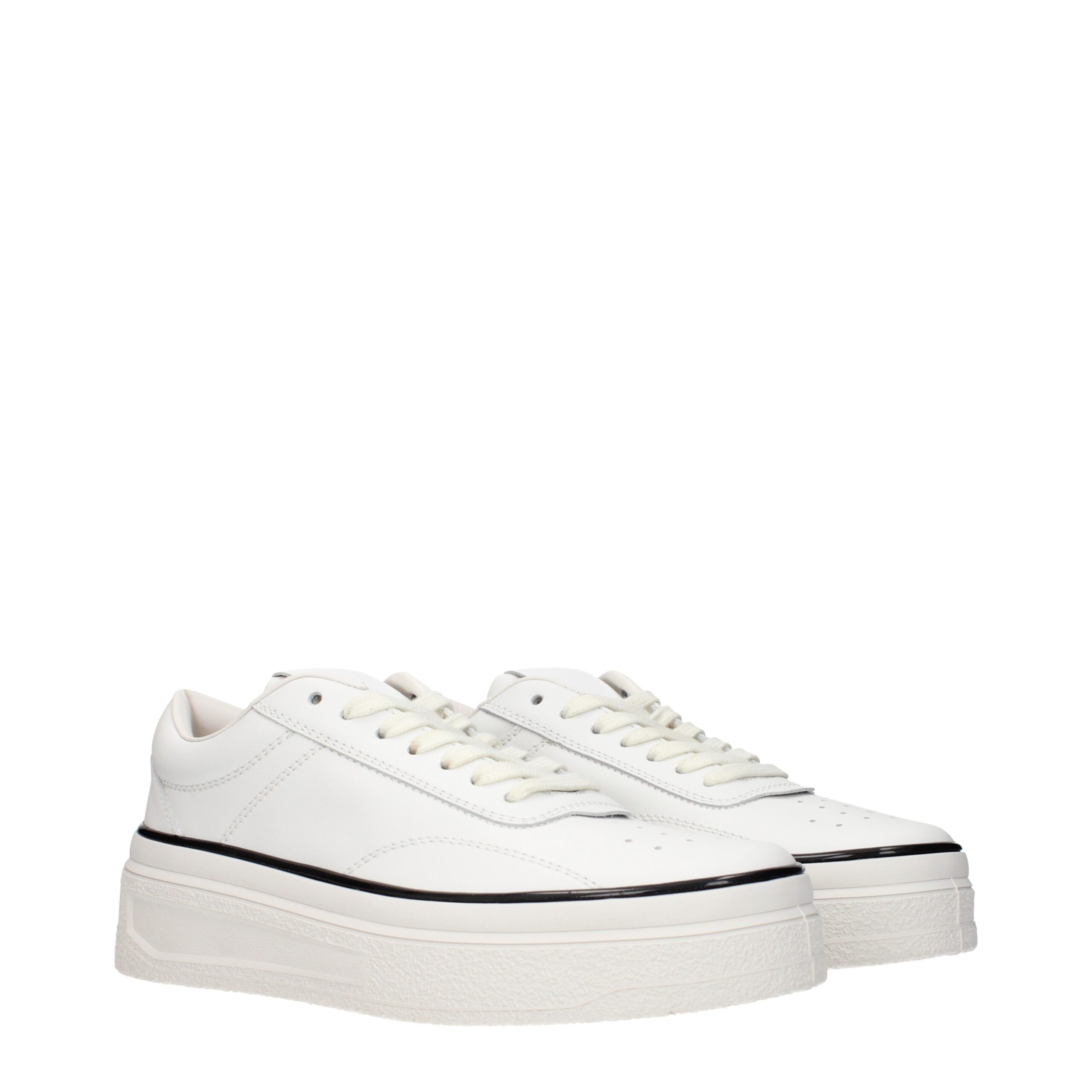 Jil Sander White Leather Platform Sneakers - Image 2