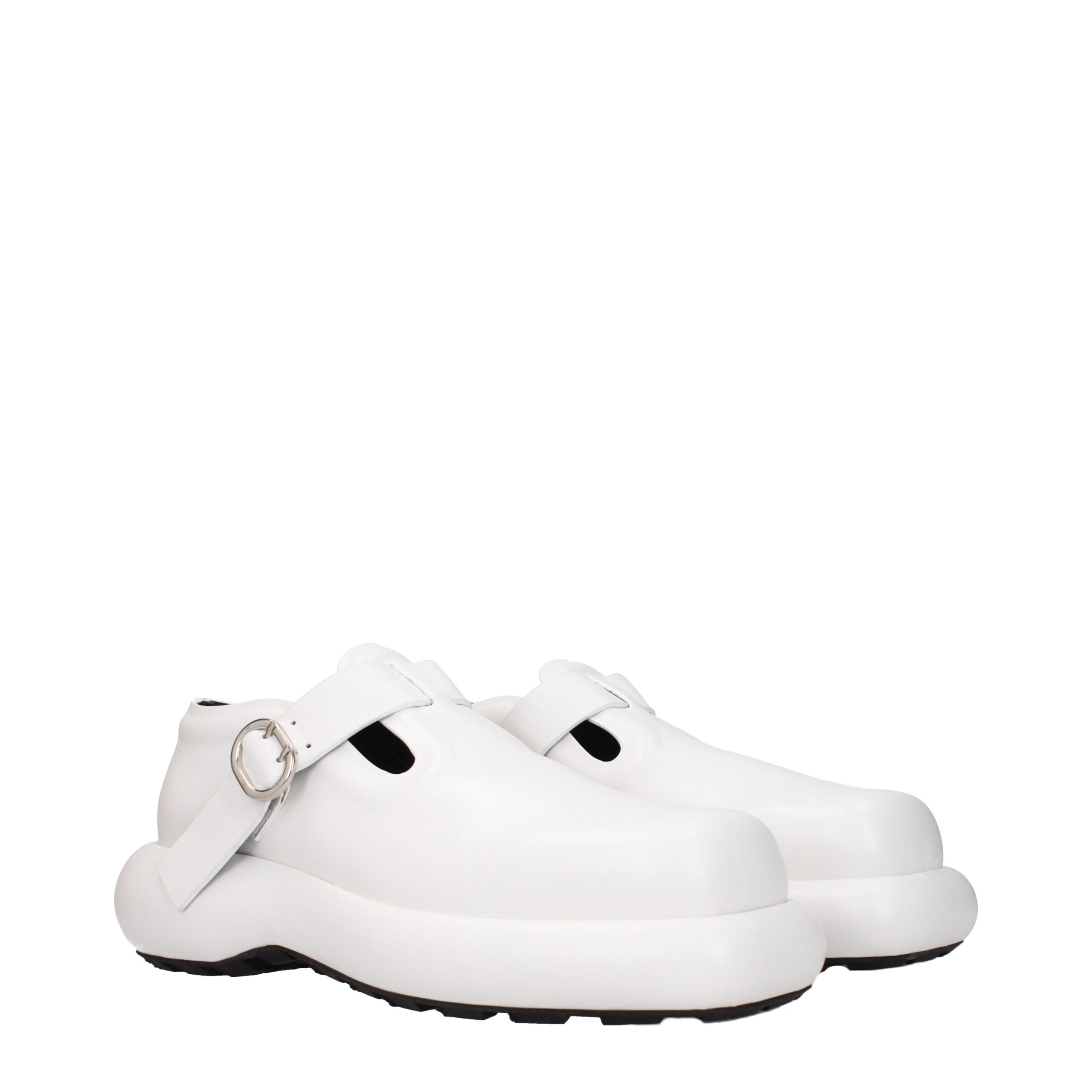 Jil Sander White Leather Slip-On Loafers - Image 2