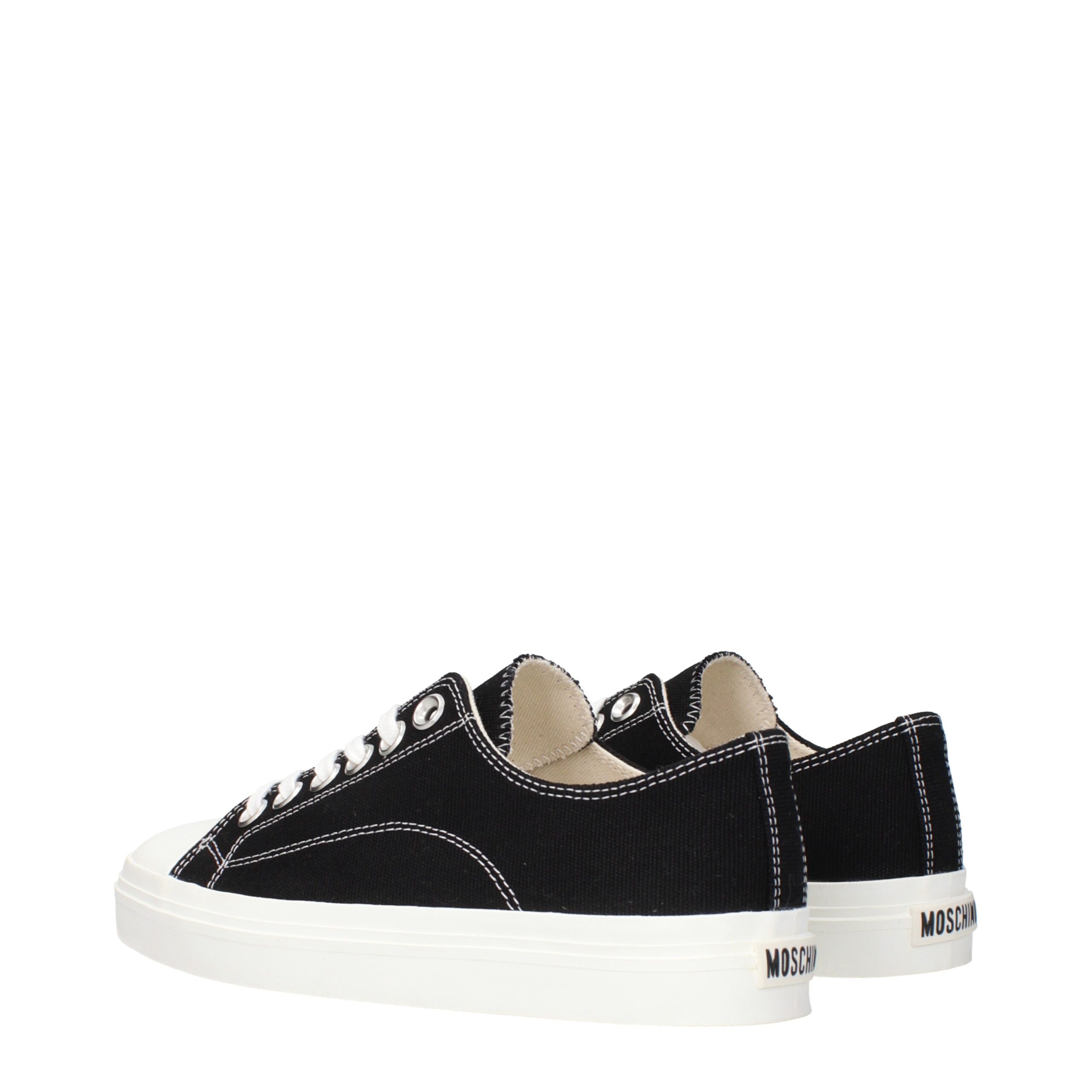 Moschino Black Fabric Low Top Sneakers - Image 4