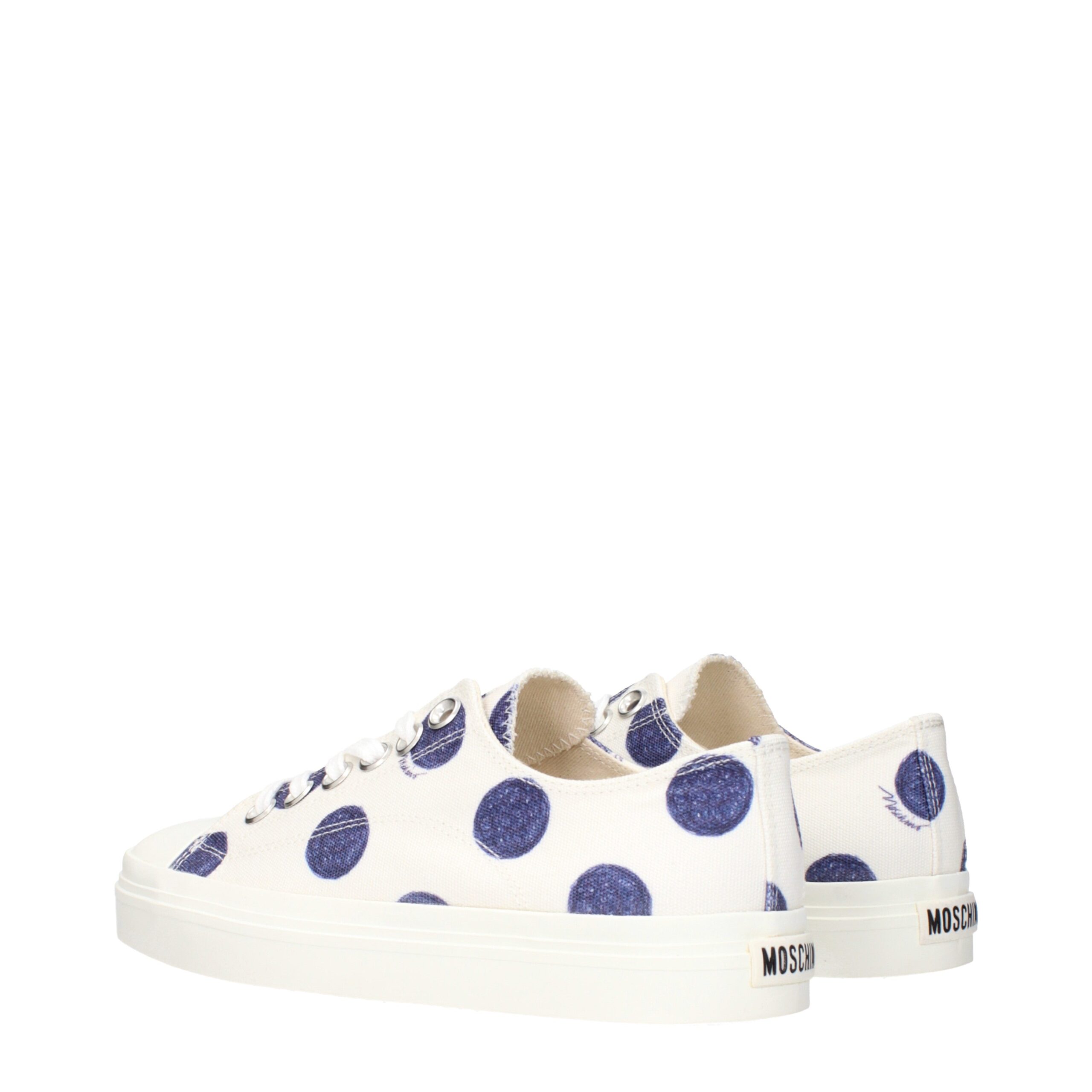 Moschino White Fabric Low Top Sneakers - Image 4