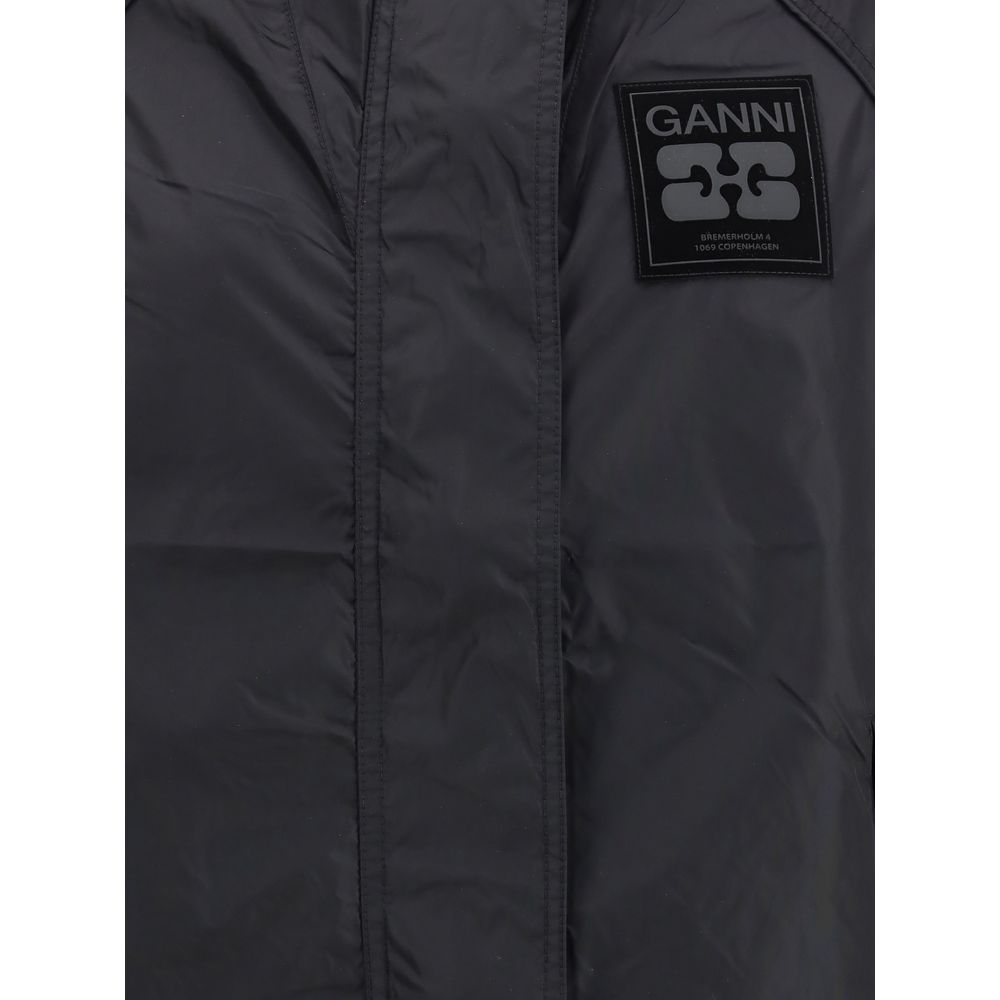 Ganni Black Nylon Shell Jacket - Image 3