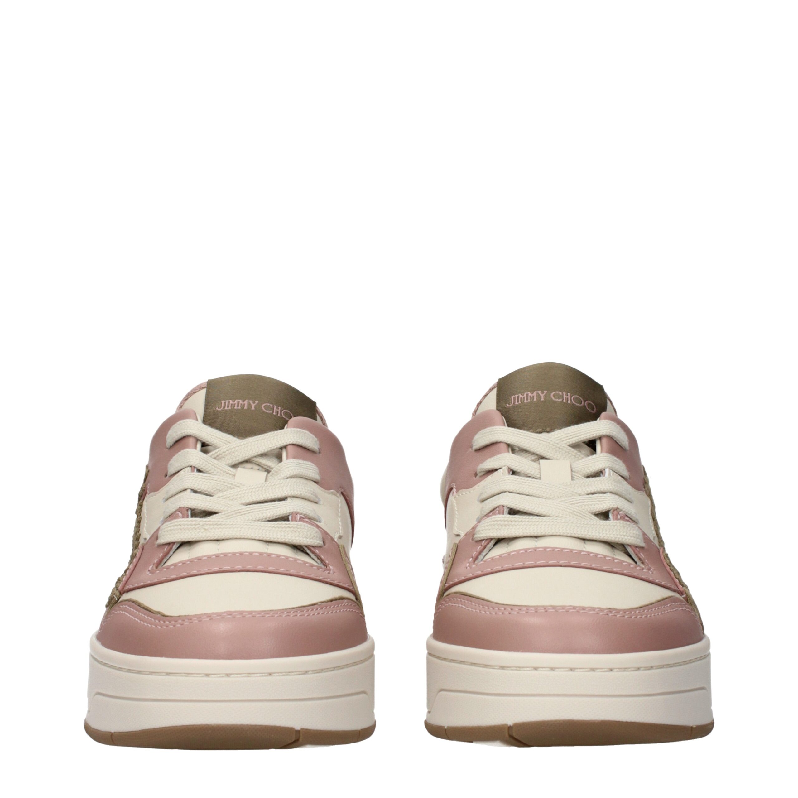 Jimmy Choo Pink Leather Low Top Sneakers - Image 3